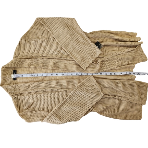 Elementz Open Front Gathered Waist LS Lightweight Cardigan Sweater Tan Med NEW - Picture 12 of 15
